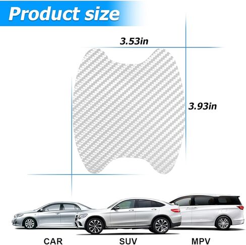 4PCS Car Door Handle Protector, Carbon Fiber Anti-Scratches Vehicle Door Handle Cup Sticker, Non-Marking Auto Handle Bowl Protective Film & Paint Guard, Universal for SUV, Truck (Transparent) in Saudi Arabia