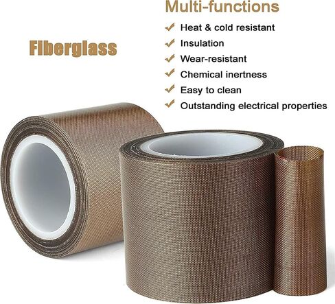 Teflon Fabric Tape, 3/4 Inch 30 Feet PTFE Tape for Vacuum Sealer Machine, Hand Impulse Sealers Insulation PTFE Coated Fiberglass Adhesive Tape Compatible with FoodSaver, Seal A Meal, Weston, Cabella in Kuwait