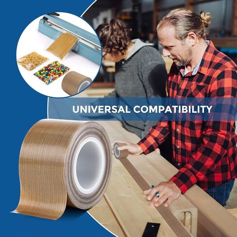 Teflon Fabric Tape, 3/4 Inch 30 Feet PTFE Tape for Vacuum Sealer Machine, Hand Impulse Sealers Insulation PTFE Coated Fiberglass Adhesive Tape Compatible with FoodSaver, Seal A Meal, Weston, Cabella in Kuwait