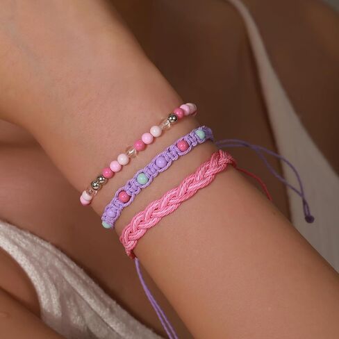 3PC Heishi Surfer Bracelets Friendts for Women - Clay Beaded Stacked Stretch Braid Set Best Friends Hompts Beach Summer Jewelry in Kuwait