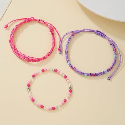 3PC Heishi Surfer Bracelets Friendts for Women - Clay Beaded Stacked Stretch Braid Set Best Friends Hompts Beach Summer Jewelry in Kuwait