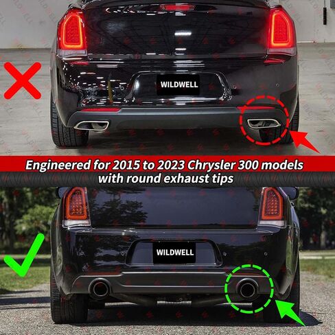 WildWell Rear Bumper Diffuser Compatible with 2015-2024 Chrysler 300/300C/300S/Touring/Limited, for Chrysler 300 Rear Diffuser Valance Splitter Shark Fin Carbon Fiber Painted in Kuwait