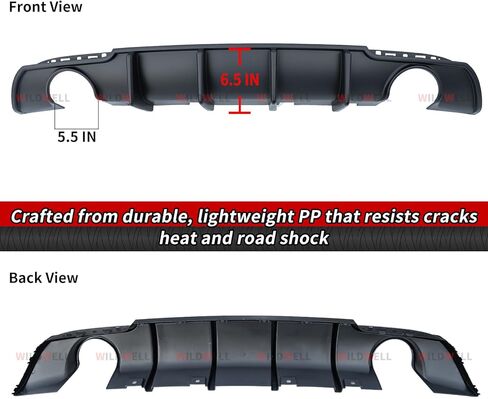 WildWell Rear Bumper Diffuser Compatible with 2015-2024 Chrysler 300/300C/300S/Touring/Limited, for Chrysler 300 Rear Diffuser Valance Splitter Shark Fin Carbon Fiber Painted in Kuwait