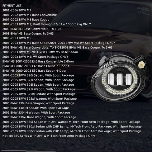 مصابيح أضواء الضباب لعام 2000-2006 BMW (E46 M3 E39 M5)/3 Series (320i 323i 325i 325xi 330i 330xi Sedan w/Sport Package ، 325i 325xi wagon w/package) التجميع الممتاز). in Kuwait