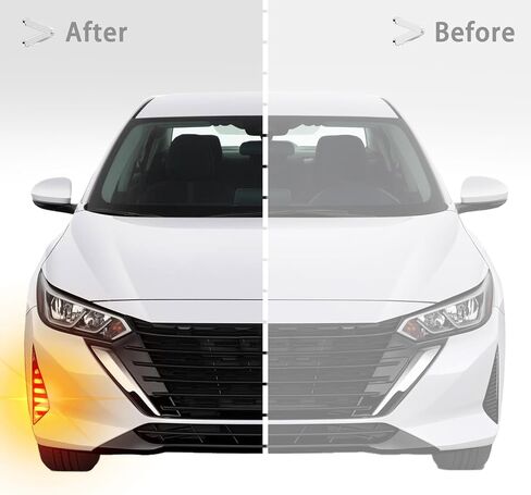 LED Front Bumper Fog light DRL Amber Sequential Turn Signal Lamp Feature Kit for Nissan Sentra 2024 2025 S SV SR Replacement Front Bumper Trim Accessories in Saudi Arabia