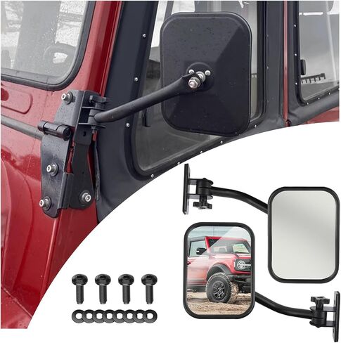 2pcs متوافق مع أبواب مرايا Jeep قبالة السائق القابل للتعديل والمرآة الجانبية للركاب متوافق مع Jeep Wrangler TJ JKU JK ، HD لا تهتز الجانب مرآة in Saudi Arabia