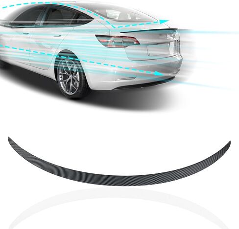 Model 3 Spoiler Lip - لامع ألياف الكربون اللامعة للرياضة الرياضية المفسدة الشفاه الخلفية الموفرة التوافق مع 2017-2023 Tesla Model 3 المفسد الخلفي in Kuwait