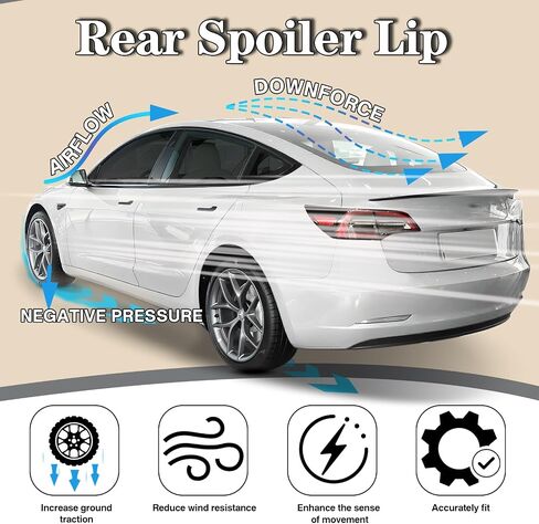 Model 3 Spoiler Lip - لامع ألياف الكربون اللامعة للرياضة الرياضية المفسدة الشفاه الخلفية الموفرة التوافق مع 2017-2023 Tesla Model 3 المفسد الخلفي in Kuwait