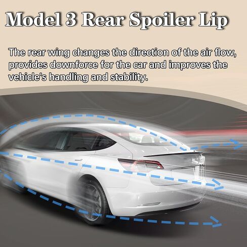 Model 3 Spoiler Lip - لامع ألياف الكربون اللامعة للرياضة الرياضية المفسدة الشفاه الخلفية الموفرة التوافق مع 2017-2023 Tesla Model 3 المفسد الخلفي in Kuwait