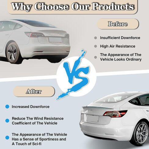 Model 3 Spoiler Lip - لامع ألياف الكربون اللامعة للرياضة الرياضية المفسدة الشفاه الخلفية الموفرة التوافق مع 2017-2023 Tesla Model 3 المفسد الخلفي in Kuwait