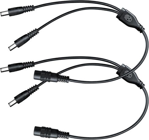 DC Power Splitter Cable-2 Pack Black, 1 Female to 2 Male 5.5mm*2.1mm Power Output Adapter Cord for CCTV Security Cameras, LED Strip Lights and More (2 Pack, 1 to 2 Way) in Kuwait