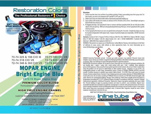 Inline Tube Compatible with 1970-1974 Mopar Bright Blue Engine Spray Paint 1pc in Saudi Arabia