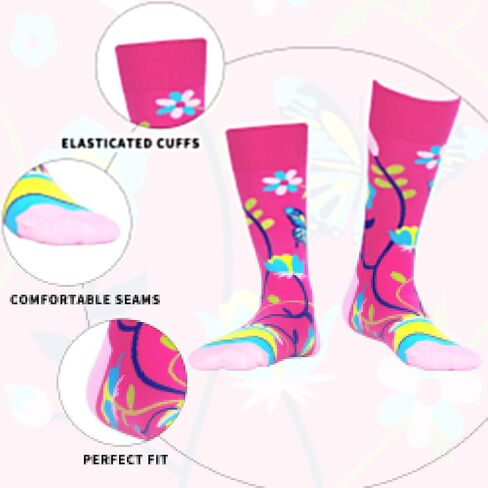 WeciBor Women's Funny Colorful Novelty Pattern Combed Cotton Socks 5 Pairs in Kuwait