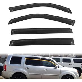 Tape On Window Visor Deflectors Compatible with 2009-2015 Honda Pilot SUV, Acrylic Slim Style Smoke Tinted Window Rain Guards, Sun Wind Side Vent Visor Set, 4 Pieces in Saudi Arabia