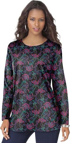 Roaman's Women's Plus Size Ultimate Long Sleeve Crewneck Tee in Saudi Arabia