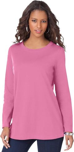 Roaman's Women's Plus Size Ultimate Long Sleeve Crewneck Tee in Saudi Arabia