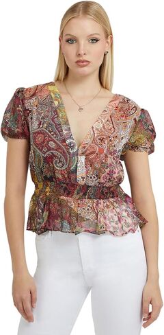 GUESS Women's Short Sleeve Lila Paisley Top in Saudi Arabia