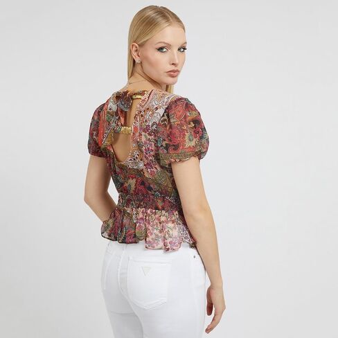 GUESS Women's Short Sleeve Lila Paisley Top in Saudi Arabia