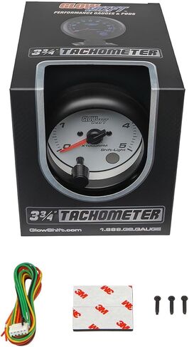 Glowshift White 7 Color 5000 دورة في الدقيقة مقياس الدوامات - ل 4 ، 6 ، 8 أسطوانات محركات ديزل - ضوء التحول المدمج على لوحة القيادة - الاتصال الهاتفي الأبيض - عدسة صافية - 3-3/4 "95 ملم in Saudi Arabia
