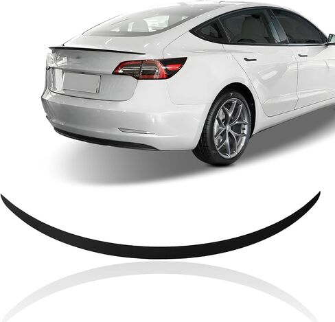 Model 3 Spoiler Lip - لامع ألياف الكربون اللامعة للرياضة الرياضية المفسدة الشفاه الخلفية الموفرة التوافق مع 2017-2023 Tesla Model 3 المفسد الخلفي in Saudi Arabia