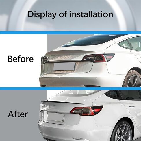 Model 3 Spoiler Lip - لامع ألياف الكربون اللامعة للرياضة الرياضية المفسدة الشفاه الخلفية الموفرة التوافق مع 2017-2023 Tesla Model 3 المفسد الخلفي in Saudi Arabia