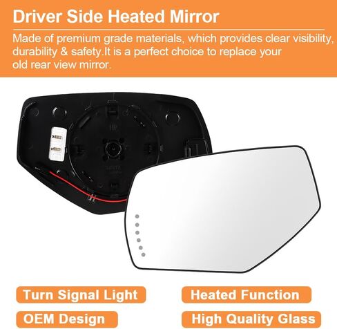 Senzeal Side Side Side Glass Dhated Mirror مع ضوء الإشارة للدوران لـ GMC Sierra 1500 2500HD 3500HD 2015-2017 CHEVY SILVERADO 3500HD 2500HD 1500 2014-2017 استبدال 22753637 GM1324146 (الجانب الأيسر) in Saudi Arabia