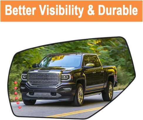 Senzeal Side Side Side Glass Dhated Mirror مع ضوء الإشارة للدوران لـ GMC Sierra 1500 2500HD 3500HD 2015-2017 CHEVY SILVERADO 3500HD 2500HD 1500 2014-2017 استبدال 22753637 GM1324146 (الجانب الأيسر) in Saudi Arabia