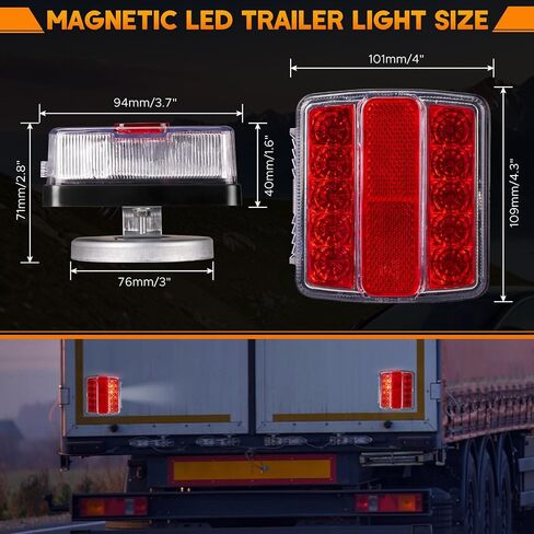 Wireless Trailer Lights, USB-C Magnetic Wireless Tow Light with Retroreflectors, Adjustable, Rechargeable Towing Light Kit with Powerful Suction Base for Trucks, Boat, RV, Vehicle, Caravan in Saudi Arabia
