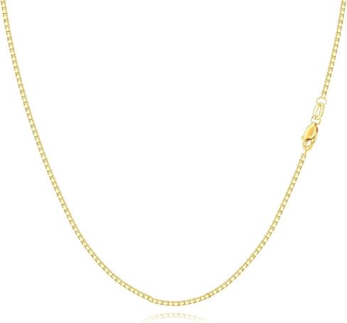 KECHO 0.8mm 14kt Yellow Gold Box-Chain Necklace 14 Inch- 22 Inch in Saudi Arabia