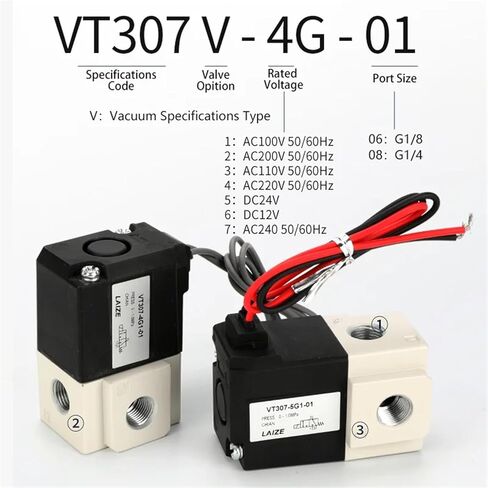 1PCS Vacuum Solenoid Valve Pilot-Operated High Frequency Direct-acting 2 Position 3 Way 220V 24V 12V VT307V(VT307V-5G1-02 DC24V) in Saudi Arabia