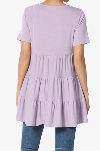 TheMogan Women's Casual Cute Ruffle Babydoll T-Shirt – Soft Knit Short Sleeve Relaxed Tiered Tunic for Weekend in Kuwait