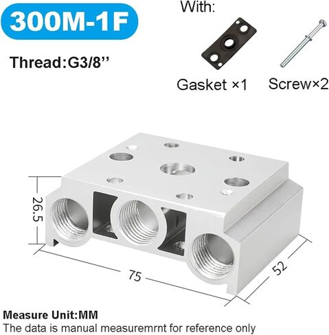1PCS Manifold Base for Air Solenoid Valve 300M Series 4v300/310/320/330(300-2F) in Saudi Arabia