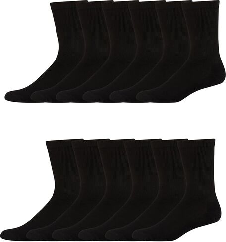 Hanes Mens Cushioned X-Temp Crew Socks 12-Pair Pair ، 6-12 ، Black in Saudi Arabia
