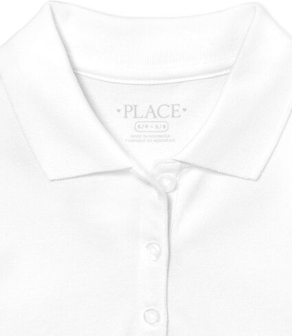 قميص بولو بيكيه بأكمام قصيرة مكشكش للفتيات من The Children's Place، أبيض، مقاس XX-Large (زائد) in Saudi Arabia