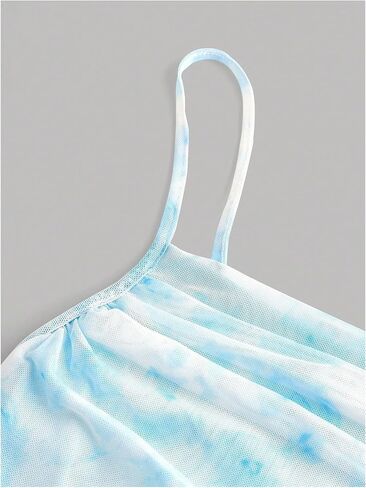 Wdirara Girl's Floral Print Square Neck Mesh Alcyfeless Ruched Cami Dress Party Bodycon Dresses in Kuwait