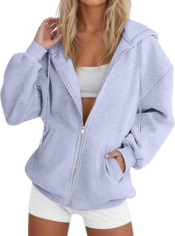 Hoodies for Women 2025 Fall Winter Fashion Zip Up Hooded Sweatshirts Oversized Long Sleeve Casual Comfy Y2k Jacket in Saudi Arabia