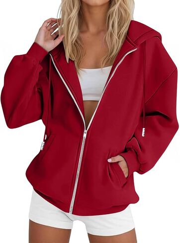 Hoodies for Women 2025 Fall Winter Fashion Zip Up Hooded Sweatshirts Oversized Long Sleeve Casual Comfy Y2k Jacket in Saudi Arabia