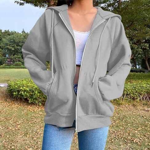 Hoodies for Women 2025 Fall Winter Fashion Zip Up Hooded Sweatshirts Oversized Long Sleeve Casual Comfy Y2k Jacket in Saudi Arabia