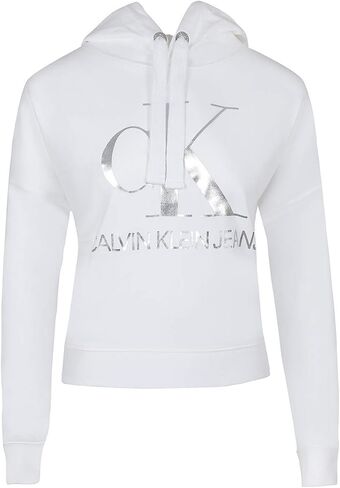 Calvin Klein Jeans Womens Monogram Logo Tie Block Block Hoodie (Combo White Silver ، XX-Large) in Saudi Arabia