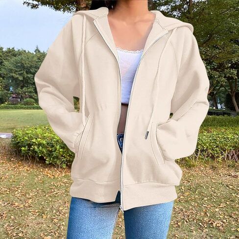 Hoodies for Women 2025 Fall Winter Fashion Zip Up Hooded Sweatshirts Oversized Long Sleeve Casual Comfy Y2k Jacket in Saudi Arabia