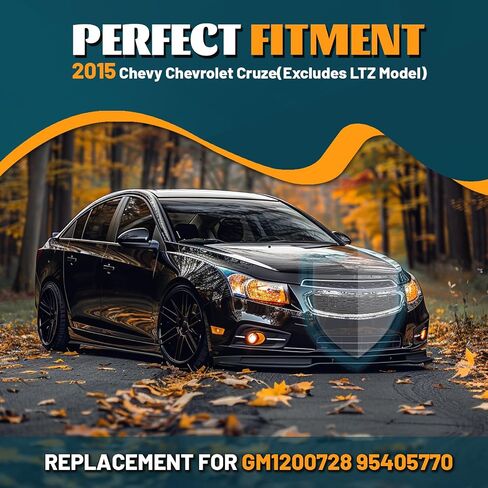 Kuafu Pumper Center Grille متوافق مع 2015 Chevy Cruze 2015 Chevrolet Cruze Limited Front Center Grill استبدال GM1200728 95405770 أسود مع صب الكروم in Saudi Arabia
