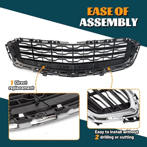 Kuafu Pumper Center Grille متوافق مع 2015 Chevy Cruze 2015 Chevrolet Cruze Limited Front Center Grill استبدال GM1200728 95405770 أسود مع صب الكروم in Saudi Arabia