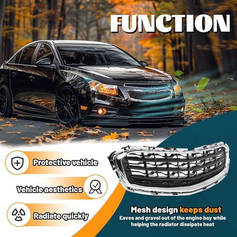 Kuafu Pumper Center Grille متوافق مع 2015 Chevy Cruze 2015 Chevrolet Cruze Limited Front Center Grill استبدال GM1200728 95405770 أسود مع صب الكروم in Saudi Arabia