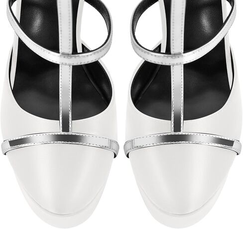 Women's Platform T Strap Closed Round Toe Stiletto High Heels Pumps in Saudi Arabia