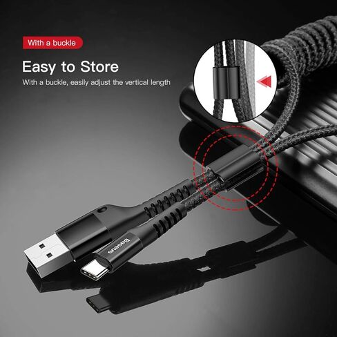 BASEUS USB Type C Cable للسيارة ، 2-Pack 3.3ft 100W قابلة للسحب USB A إلى USB C سلك الشاحن السريع ، كابل نايلون مضفر من النايلون متوافق مع iPhone15/Pro/Plus/Pro Max ، Galaxy S24 S23 ، ملاحظة 20 in Kuwait