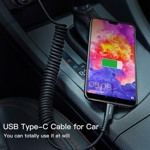 BASEUS USB Type C Cable للسيارة ، 2-Pack 3.3ft 100W قابلة للسحب USB A إلى USB C سلك الشاحن السريع ، كابل نايلون مضفر من النايلون متوافق مع iPhone15/Pro/Plus/Pro Max ، Galaxy S24 S23 ، ملاحظة 20 in Kuwait