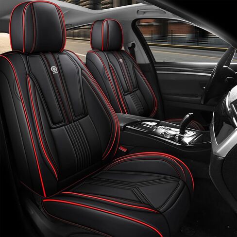Car Seat Covers Front Set for Chevrolet Chevy Colorado 2004-2024,Leather Seat Cover for Car,Waterproof Seat Protector Vehicle Seat Cushions Automotive Seat Protector(2 seat,Black&Red) in Kuwait