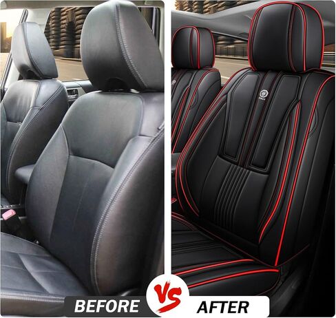 Car Seat Covers Front Set for Chevrolet Chevy Colorado 2004-2024,Leather Seat Cover for Car,Waterproof Seat Protector Vehicle Seat Cushions Automotive Seat Protector(2 seat,Black&Red) in Kuwait