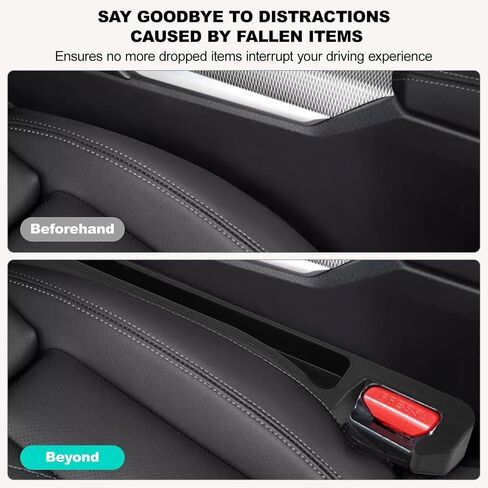 2PCS Car Seat Gap Filler, Seat Gap Filler for Cars SUV Trucks, Car Essentials, Effectively Prevent Things from Falling Off (Universal, Black) in Saudi Arabia