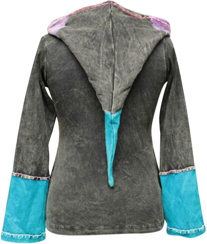 Shopoholic Fashion Women Sun Flames Floral Hippie Goth Zip Up Hooded Winter Jacket in Kuwait